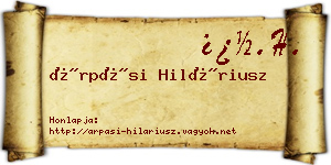 Árpási Hiláriusz névjegykártya